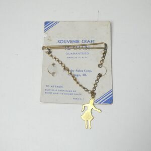 Vintage Tie Chain w/ Dancing Girl Charm Goldtone Vintage Made in USA MCM